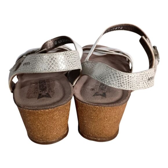 Mephisto Sandal Wedge Heel Strappy  White Silver Leather Women's 40/US 10 - Picture 7 of 9